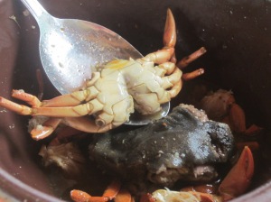 River crab and bat meat were eaten - bone, shell, and all.